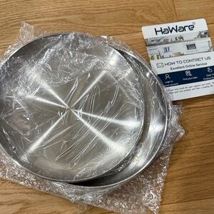 NEW Stainless Steel Round kids plates - 4
